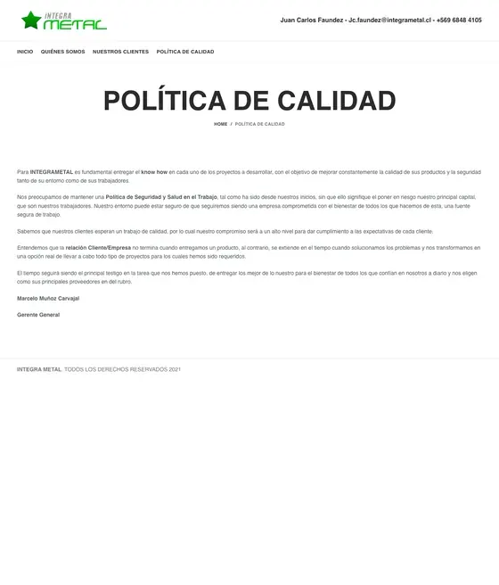 Antes: Política de calidad