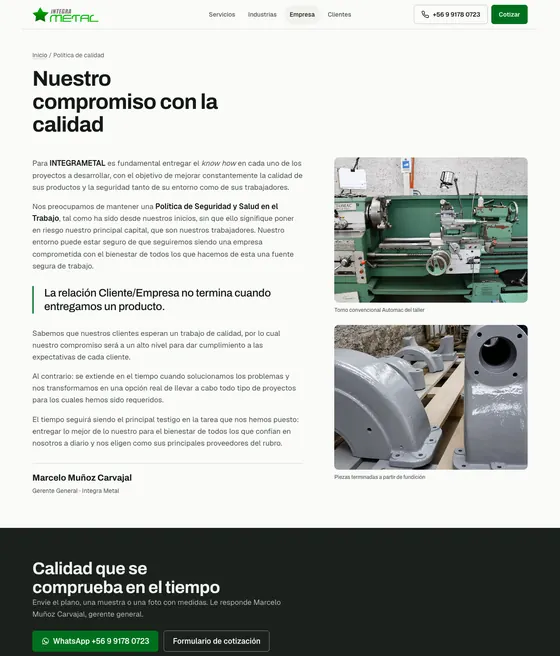 Después: Política de calidad